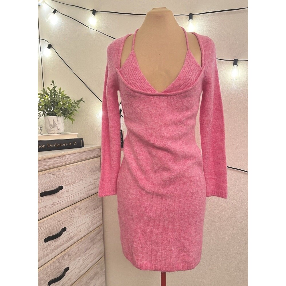 $148 MSRP NWT REVOLVE Callahan Nova Mini Dress Pink Halter Sz M Barbiecore Y2K